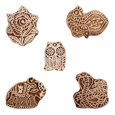 Set of 5 Piece New Mix Wooden Printing Block